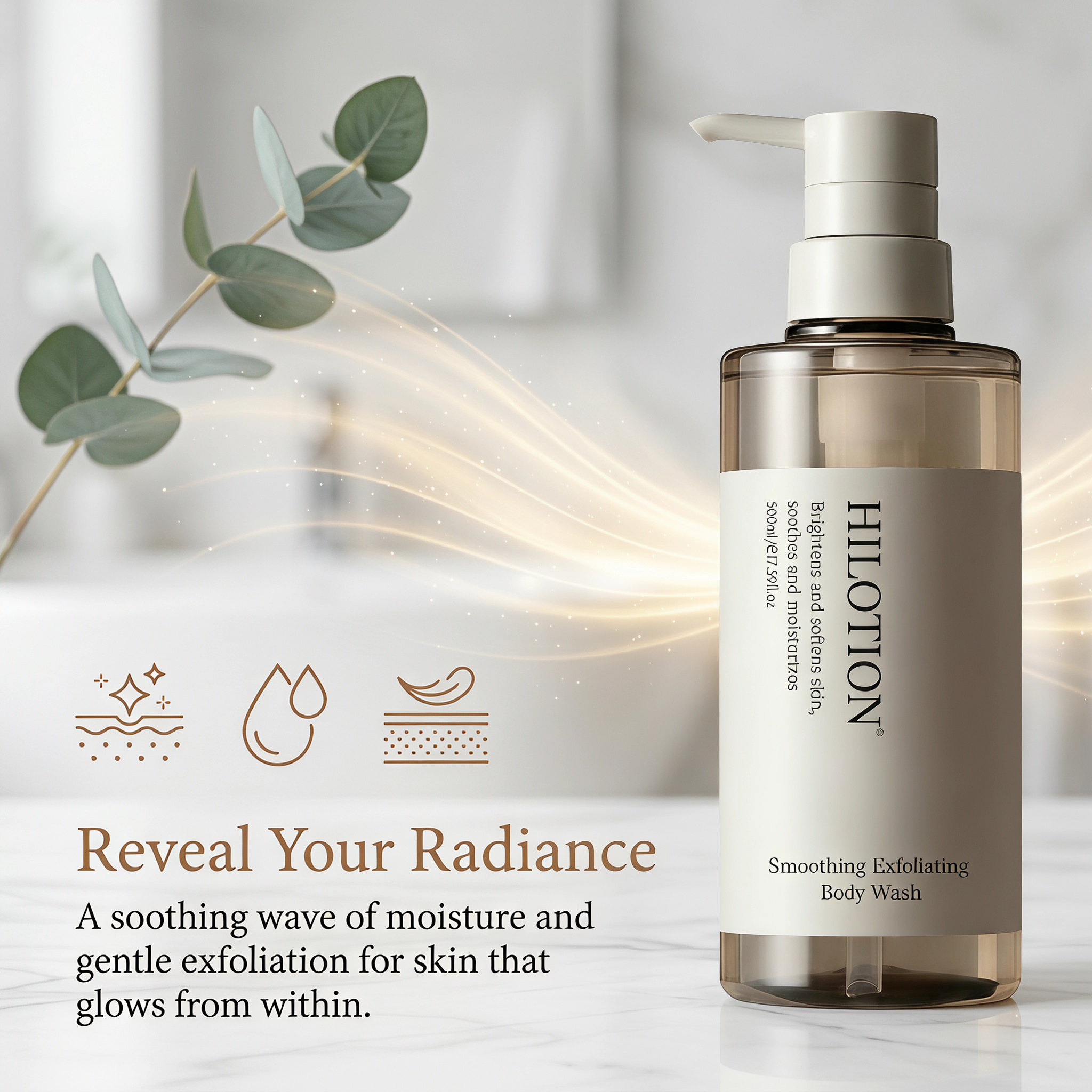 Hilotion Smoothing Exfoliating Body Wash - Brightens, Softens & Moisturizes Skin (500ml) - 图片 3