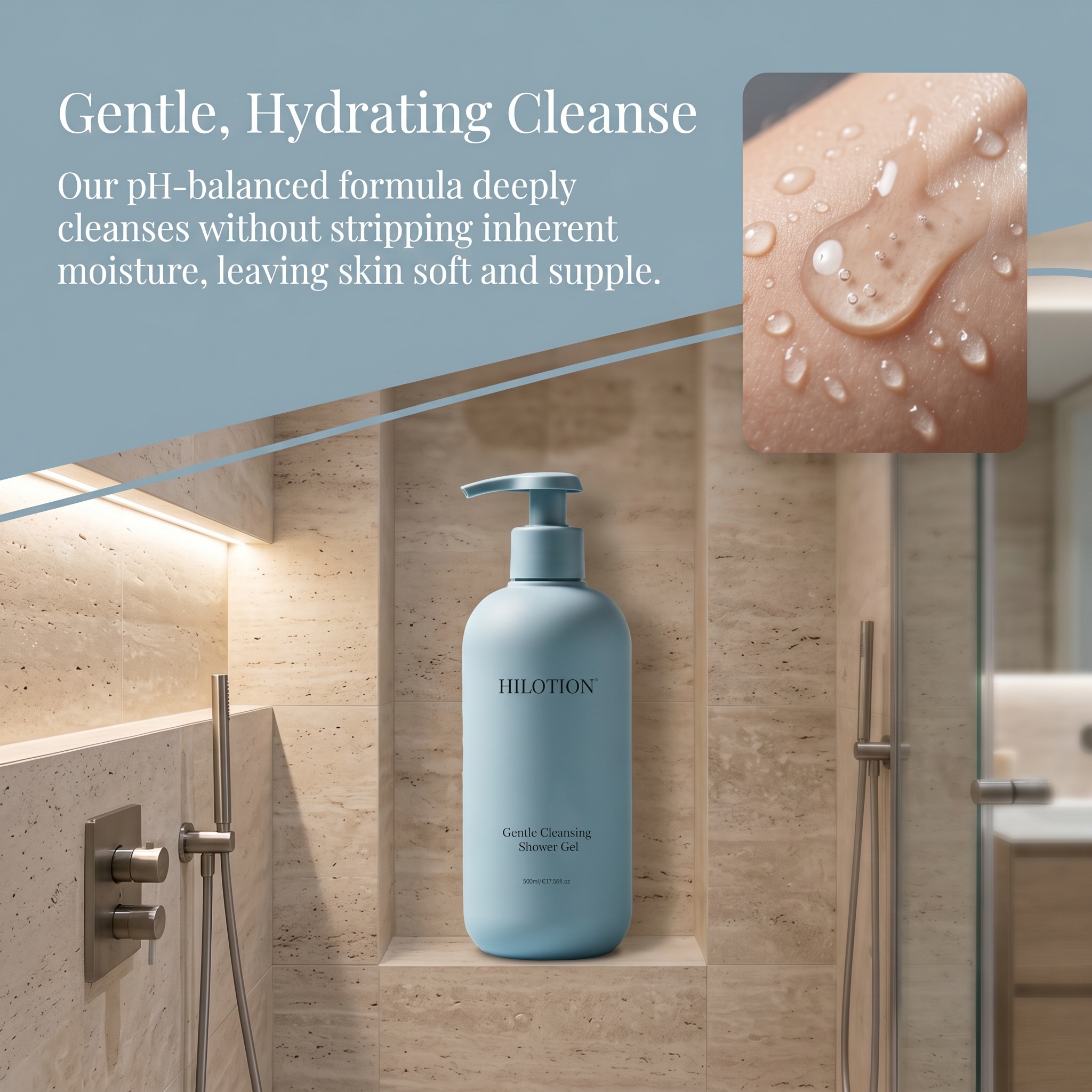 Hilotion Gentle Cleansing Shower Gel - Mild Daily Body Wash for All Skin Types (500ml) - 图片 4