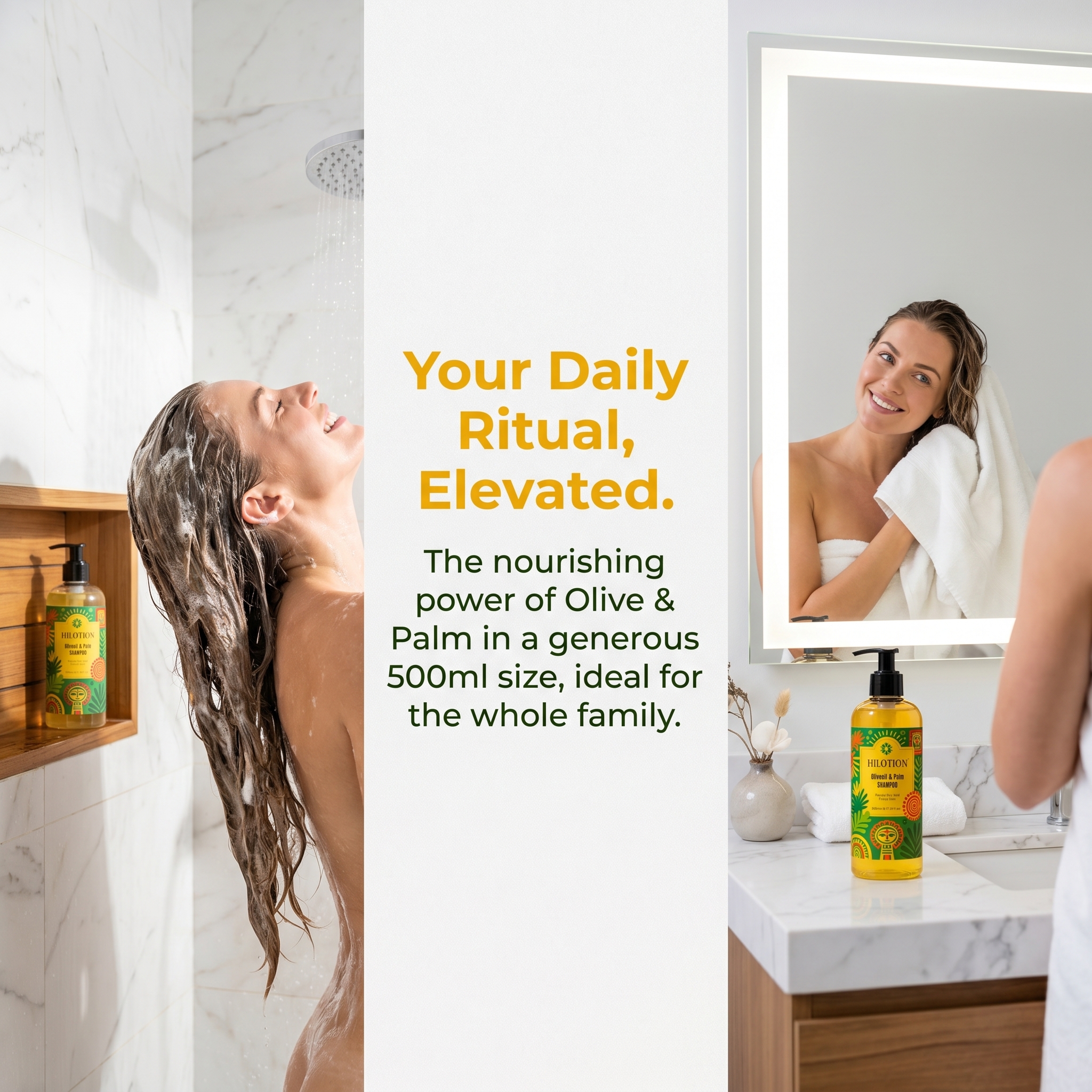 Hilotion Olive Oil & Palm Nourishing Repair Shampoo For Dry Frizzy Hair 500ml - 图片 4