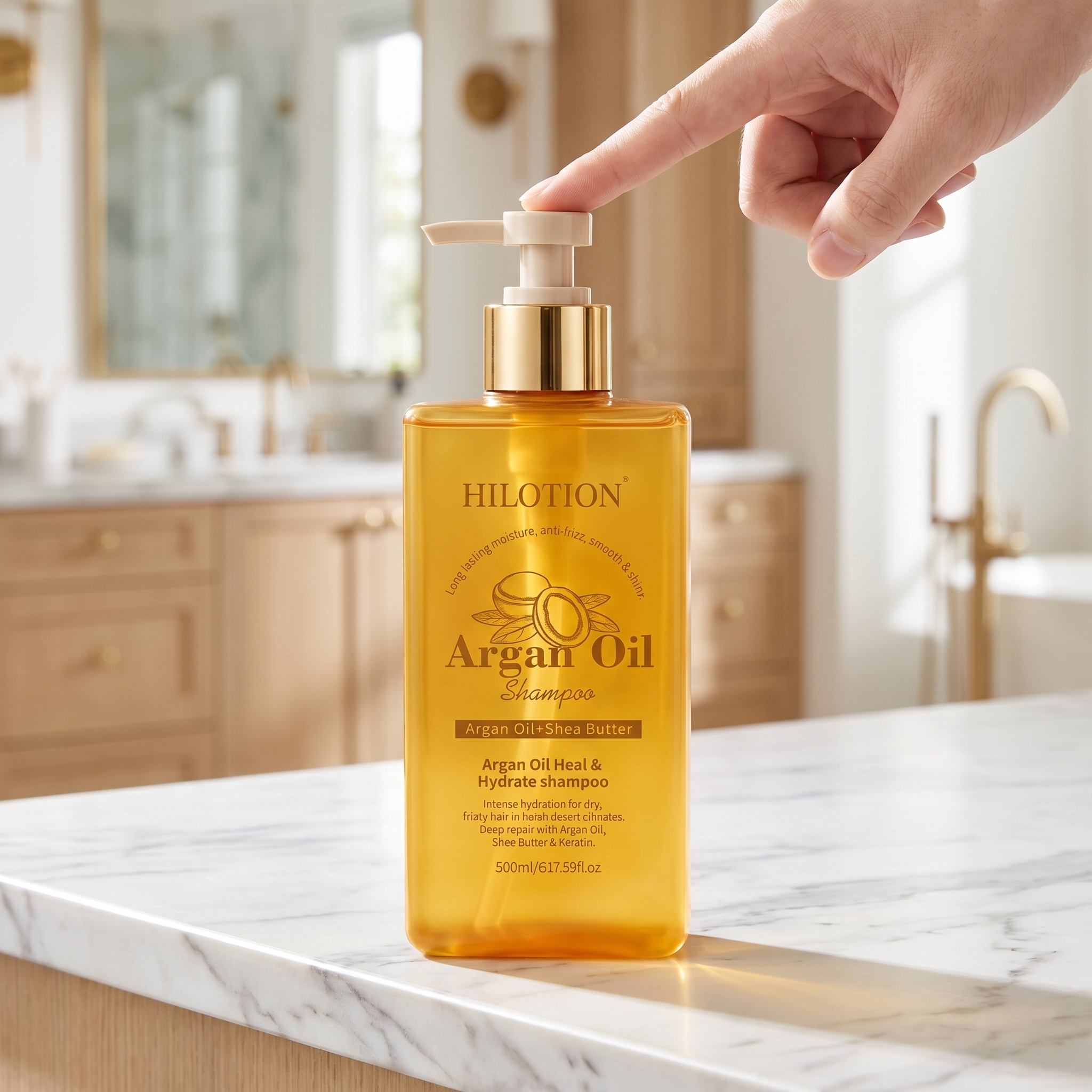 Hilotion Argan Oil Shampoo - Deep Repair & Anti-Frizz for Dry Hair (500ml) - 图片 3