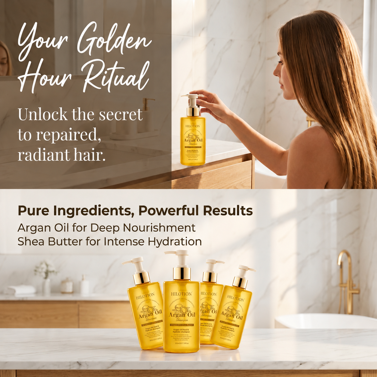 Hilotion Argan Oil Shampoo - Deep Repair & Anti-Frizz for Dry Hair (500ml) - 图片 6