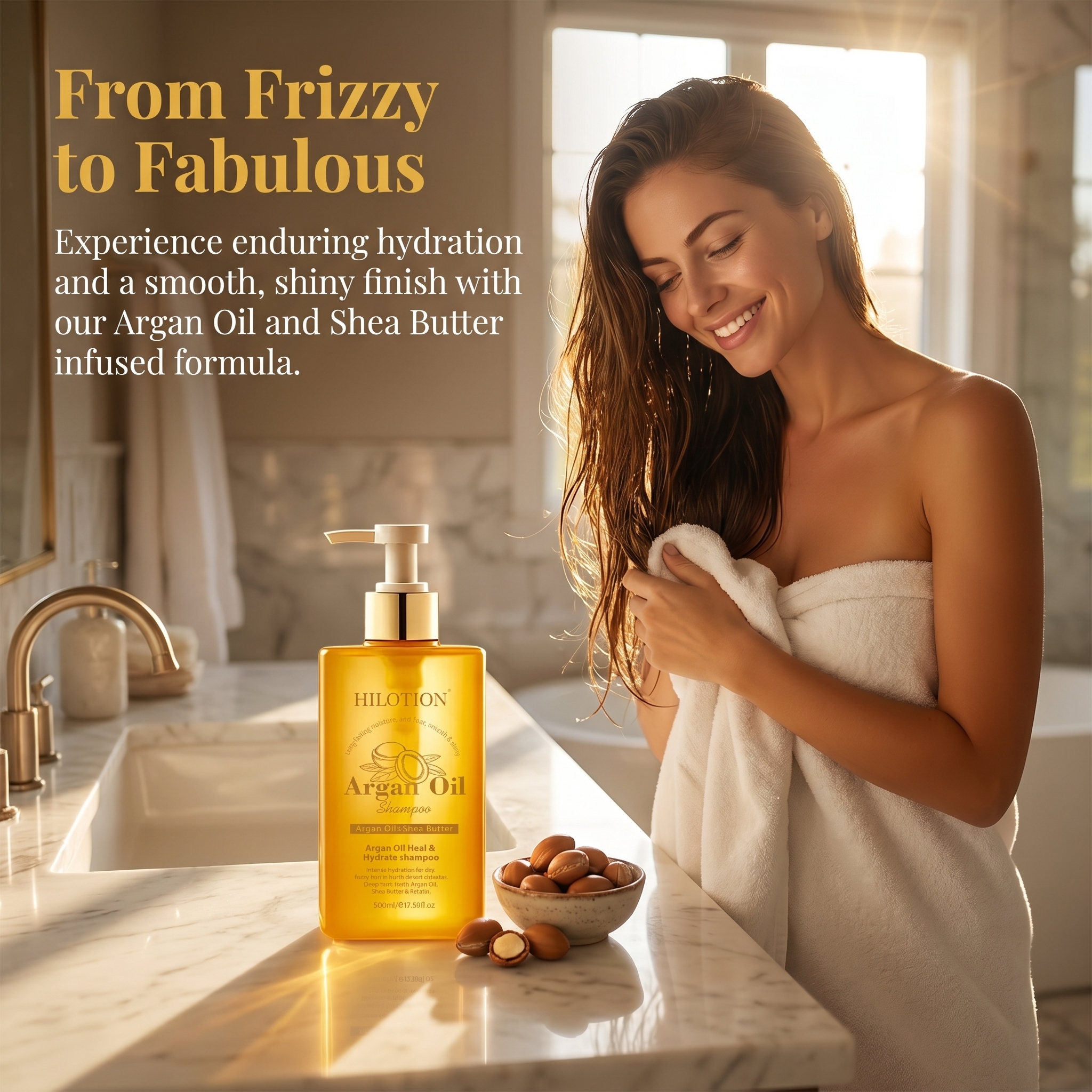 Hilotion Argan Oil Shampoo - Deep Repair & Anti-Frizz for Dry Hair (500ml) - 图片 7