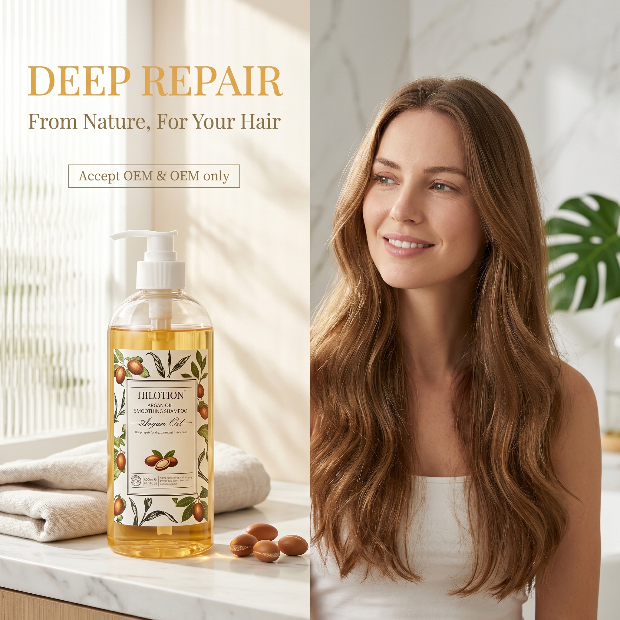 Hilotion Argan Oil Smoothing Shampoo - Deep Repair for Dry & Frizzy Hair (500ml) - 图片 6