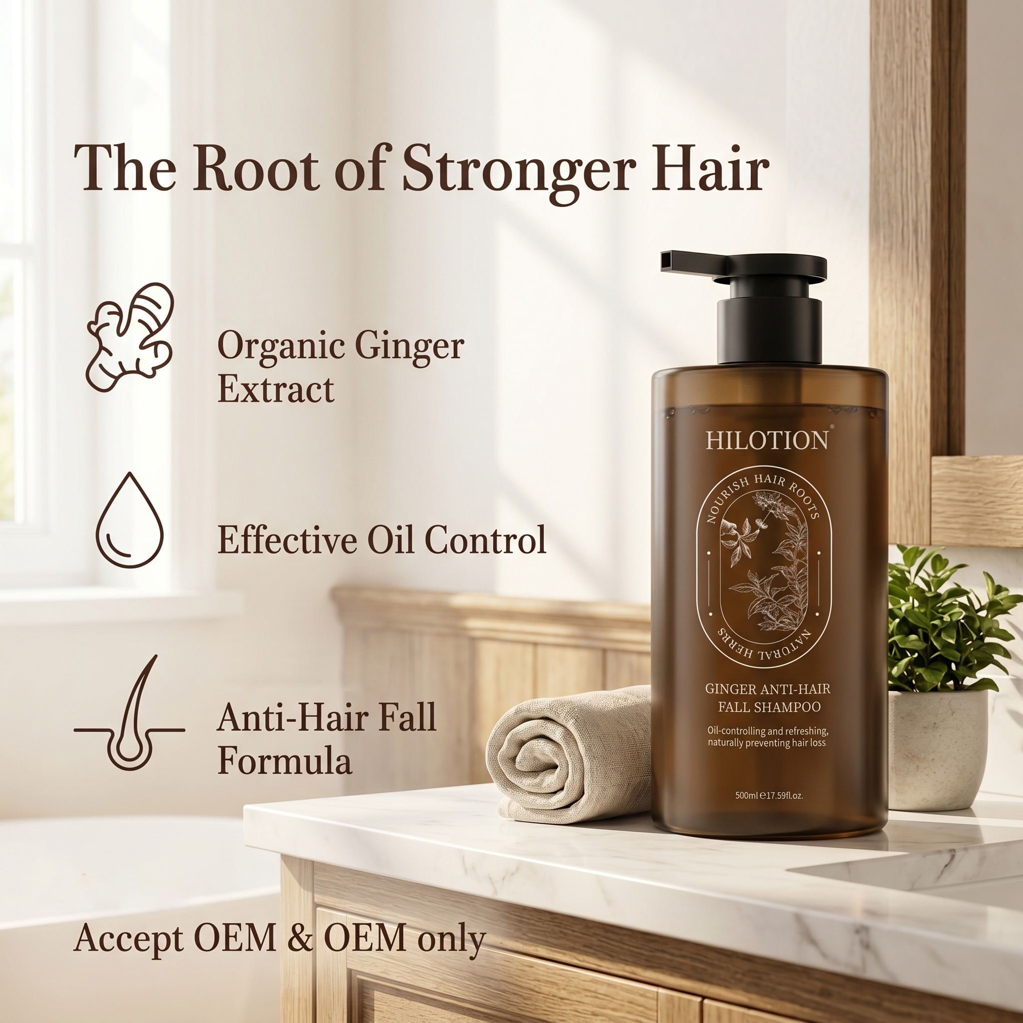 Hilotion Ginger Anti-Hair Fall Shampoo - Nourishes Roots & Controls Oil (500ml) - 图片 3
