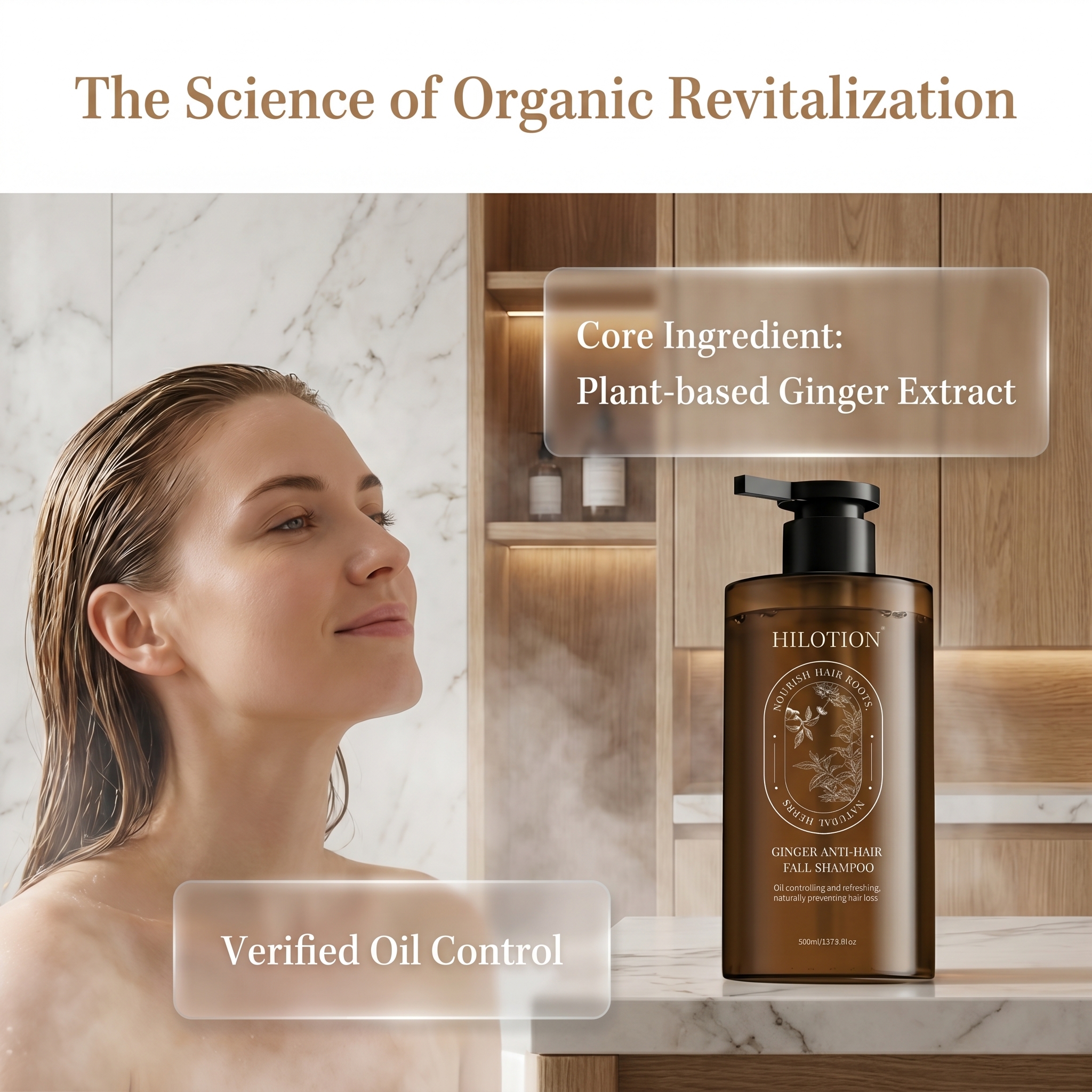 Hilotion Ginger Anti-Hair Fall Shampoo - Nourishes Roots & Controls Oil (500ml) - 图片 4