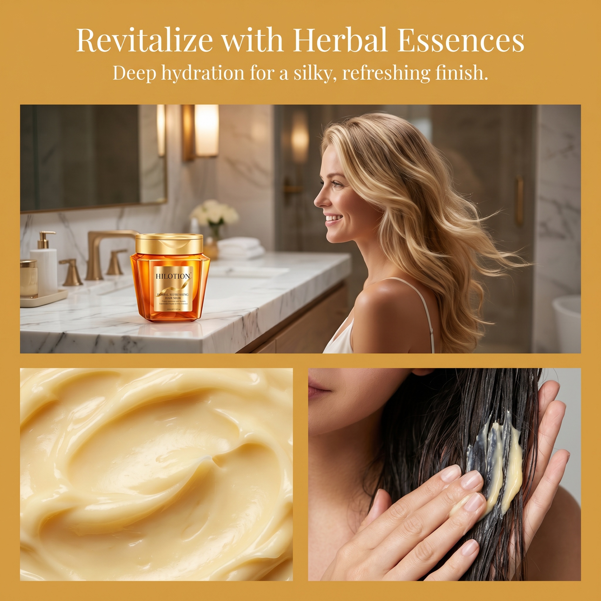 Hilotion Herbal Refreshing Lightweight Cuticle Repair Smoothing Hair Mask 500ml - Image 5