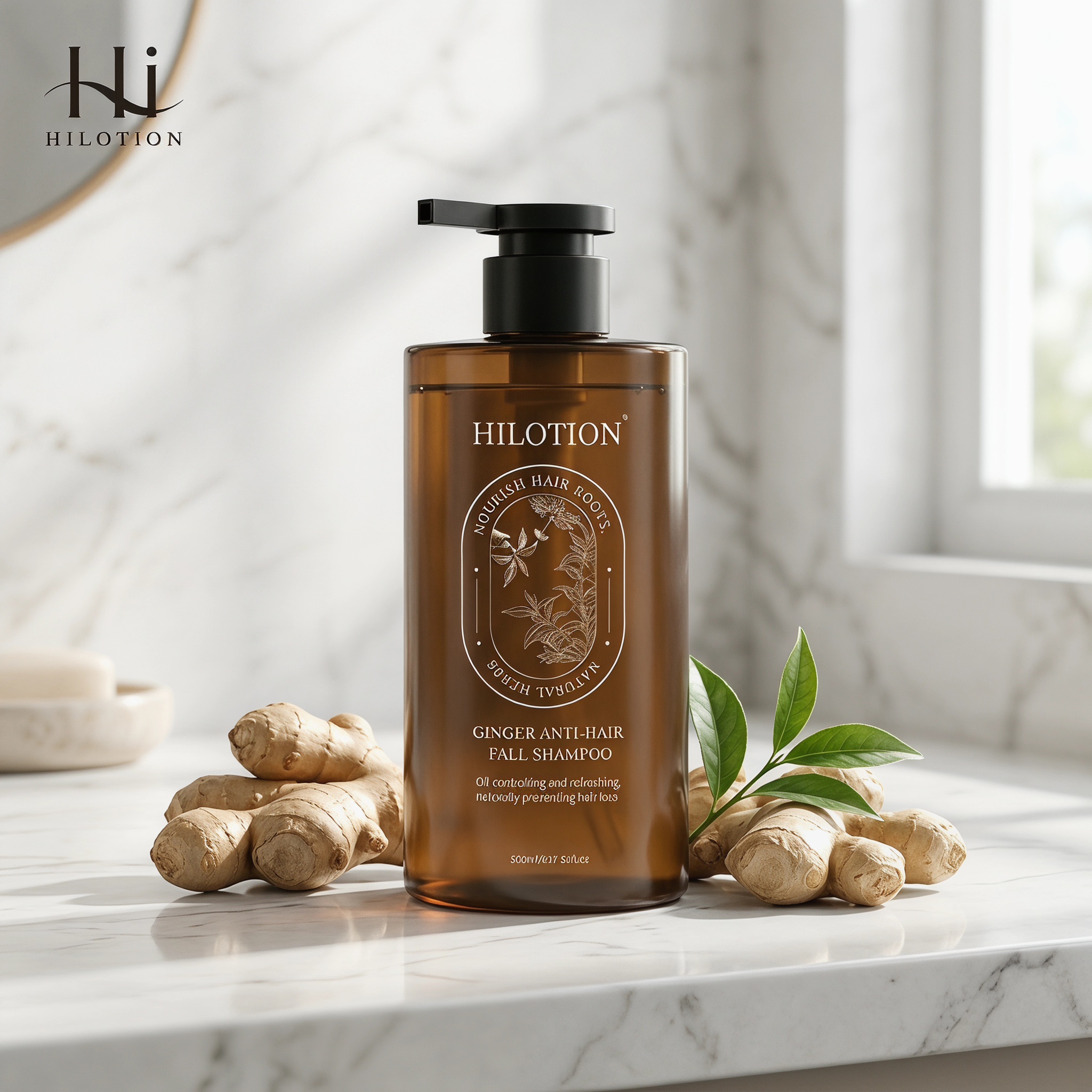 Hilotion Ginger Anti-Hair Fall Shampoo - Nourishes Roots & Controls Oil (500ml) - 图片 2