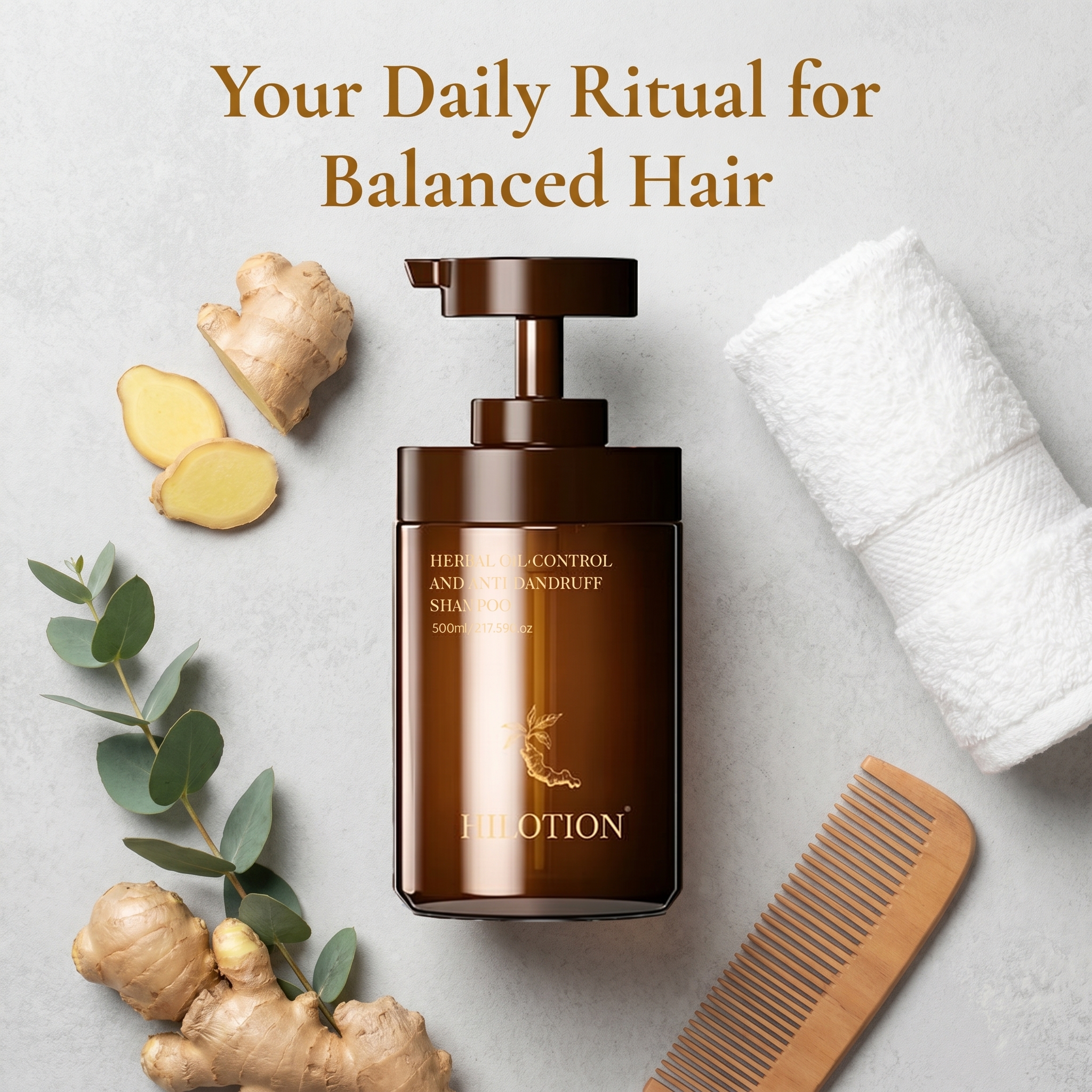 Hilotion Herbal Oil-Control & Anti-Dandruff Shampoo - Deep Cleanse for Oily Scalp (500ml) - Image 3