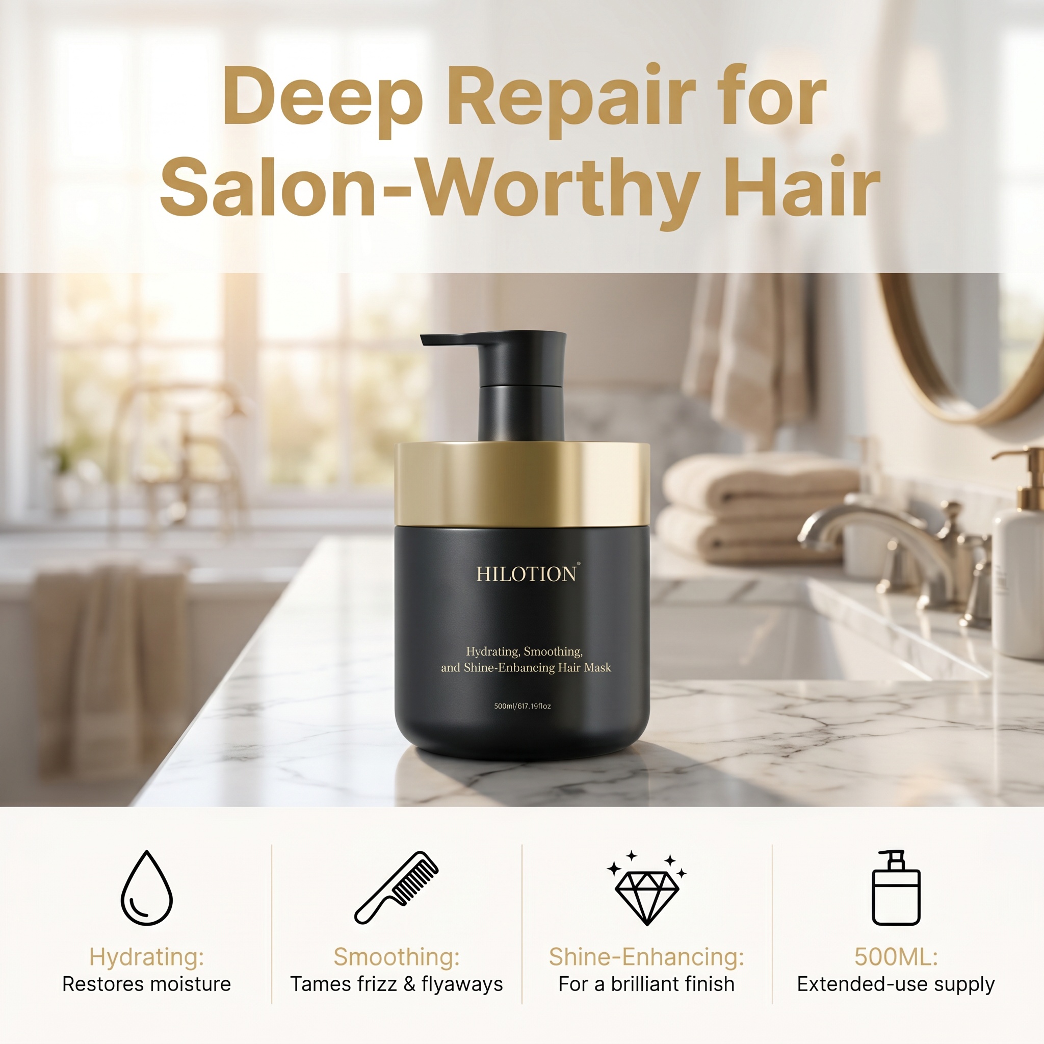 Hilotion Hydrating Smoothing Shine Enhancing Hair Mask - Image 6