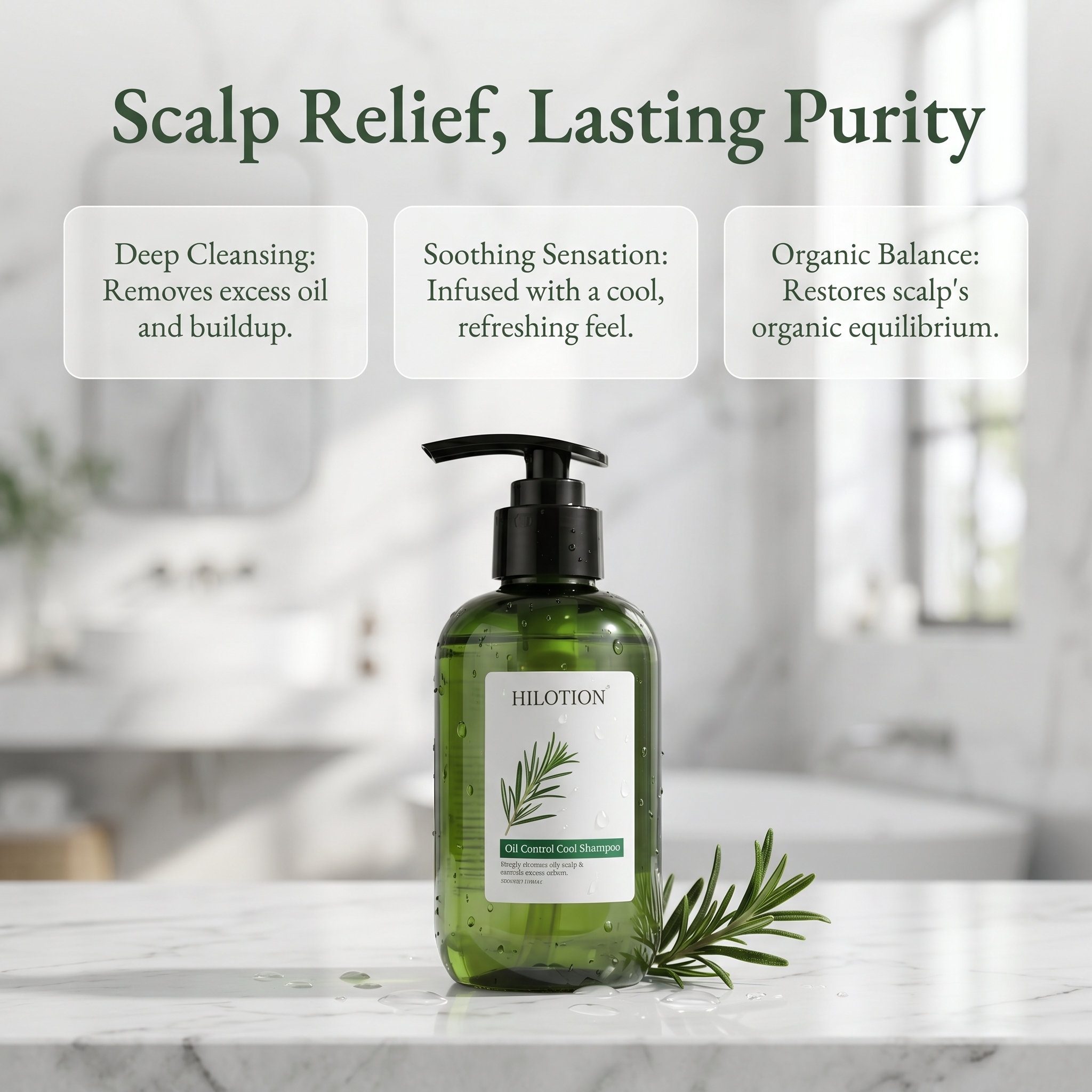 Hilotion Rosemary Oil Control Shampoo - Cooling & Deep Cleansing for Oily Scalp (500ml) - Image 4