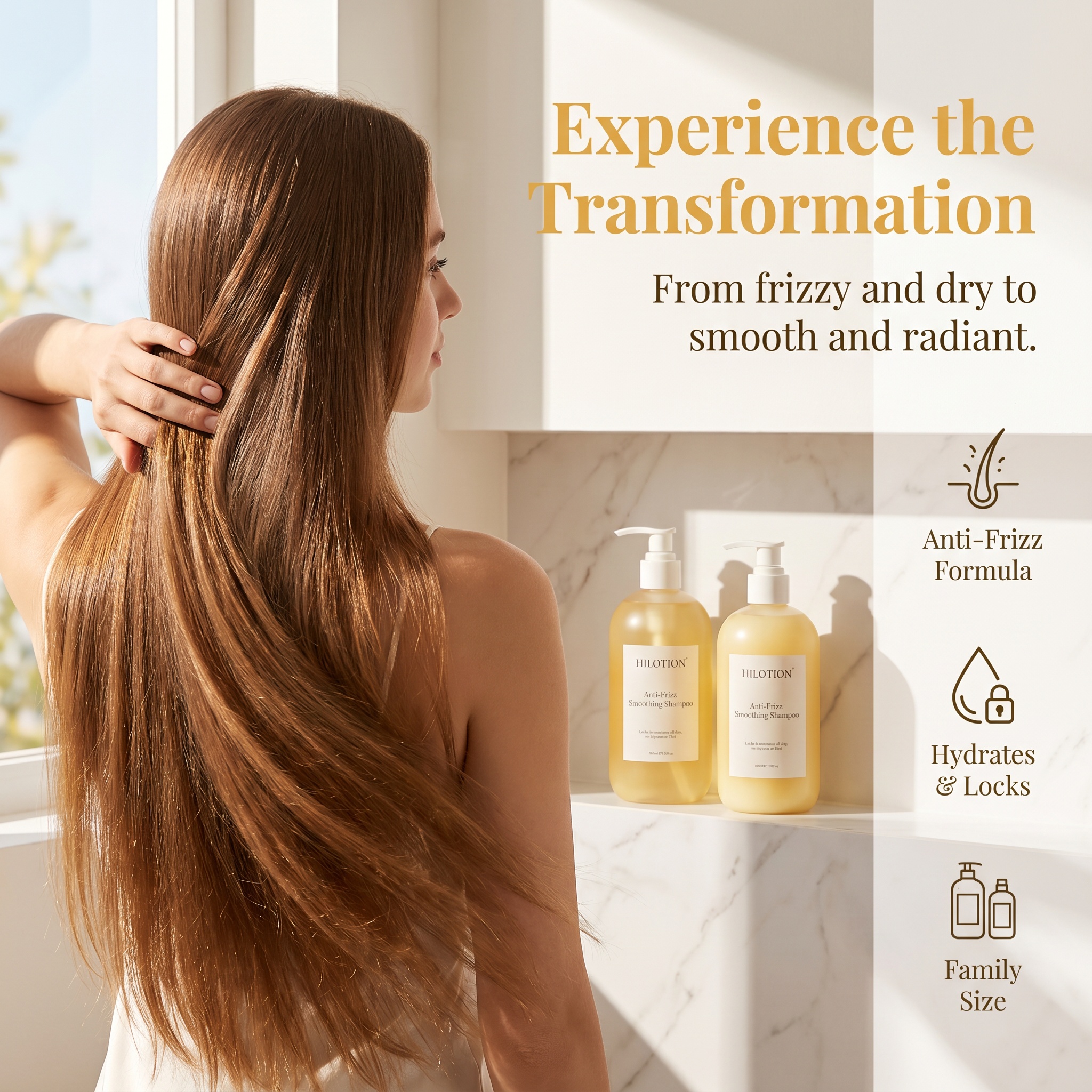 Hilotion Anti-Frizz Smoothing Shampoo - Silky Smooth & Moisture Locking (500ml) - Image 6
