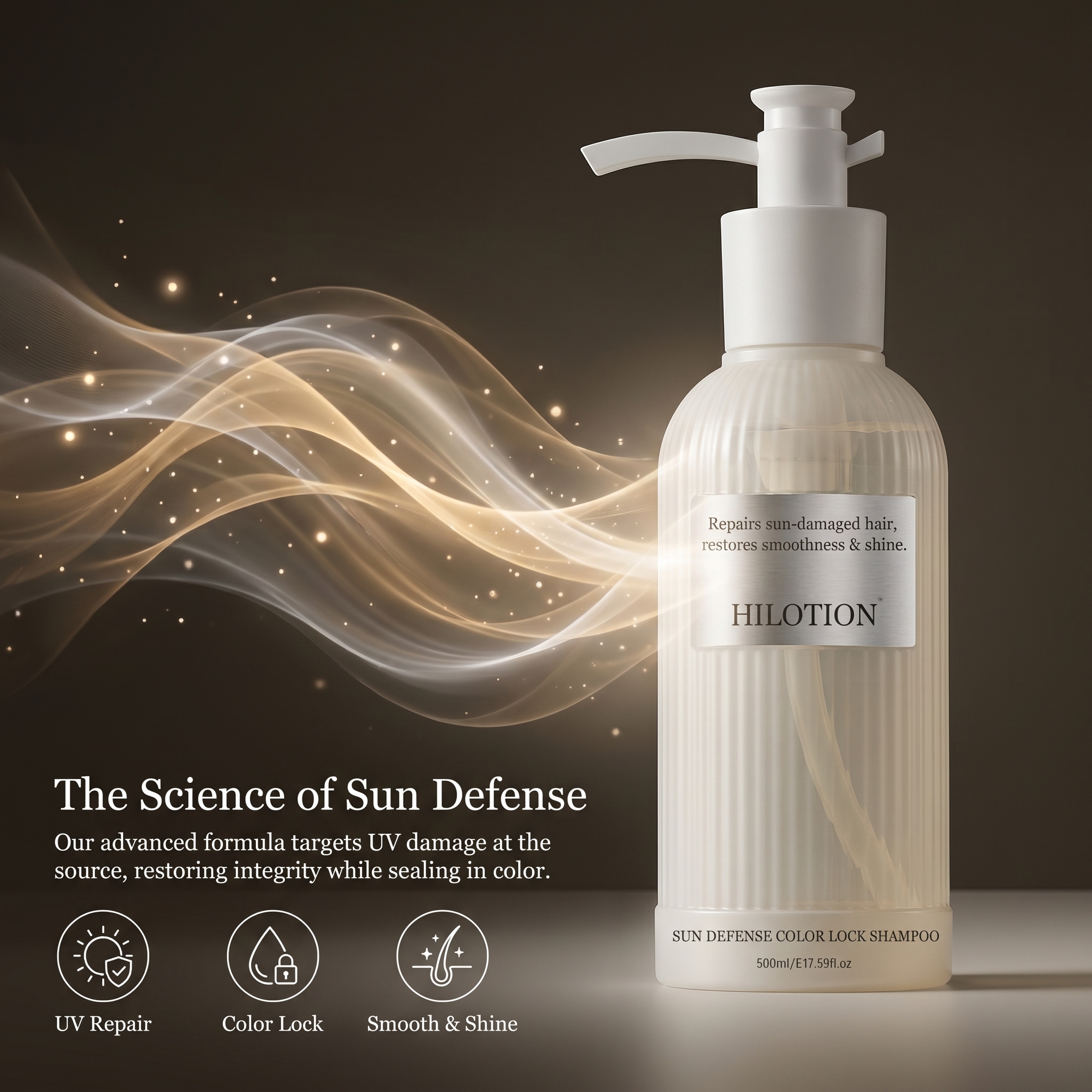 Hilotion Sun Defense Color Lock Shampoo - Repairs Sun Damage & Restores Shine (500ml) - Image 3