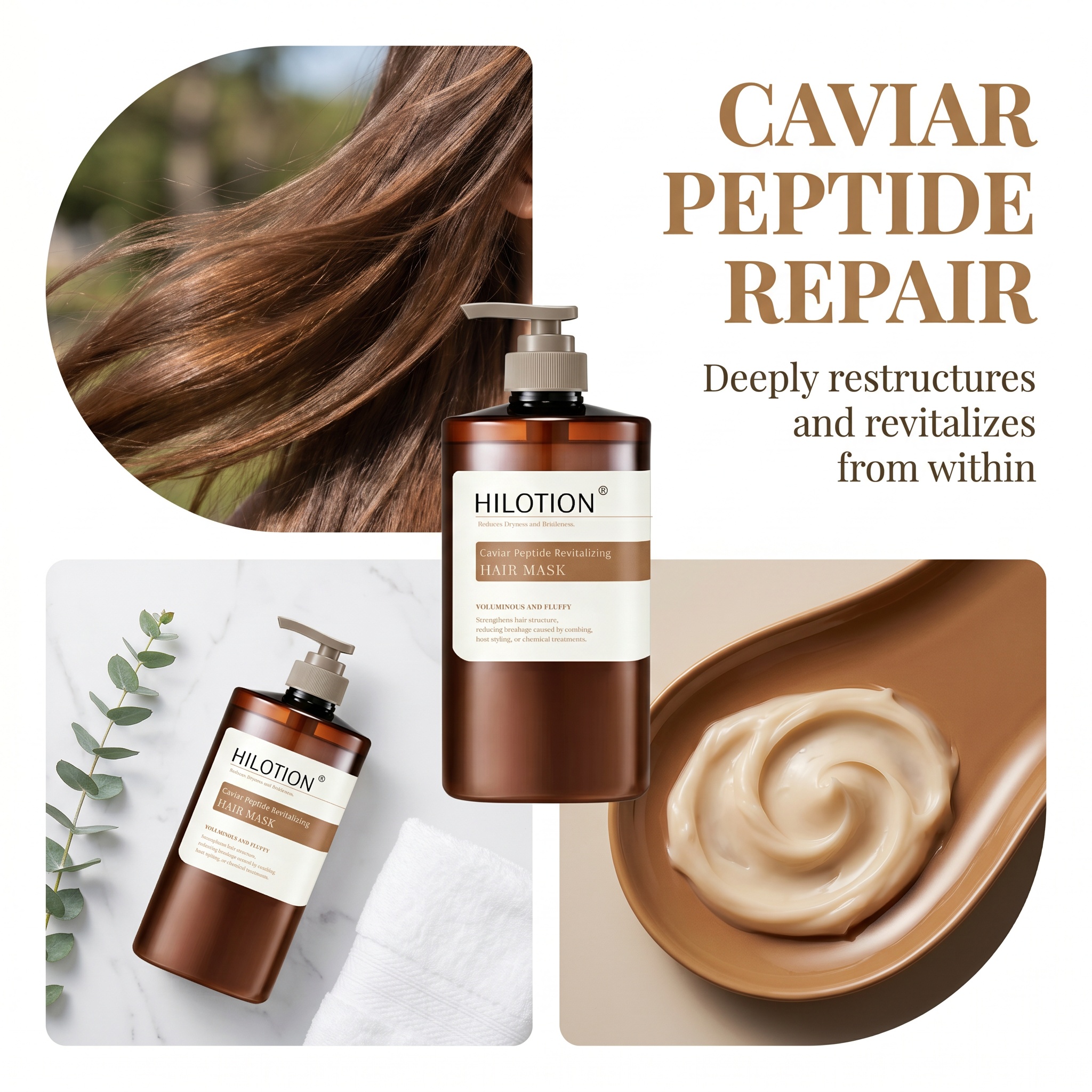 Hilotion Caviar Peptide Revitalizing Volumizing Anti-Breakage Hair Mask - Image 5