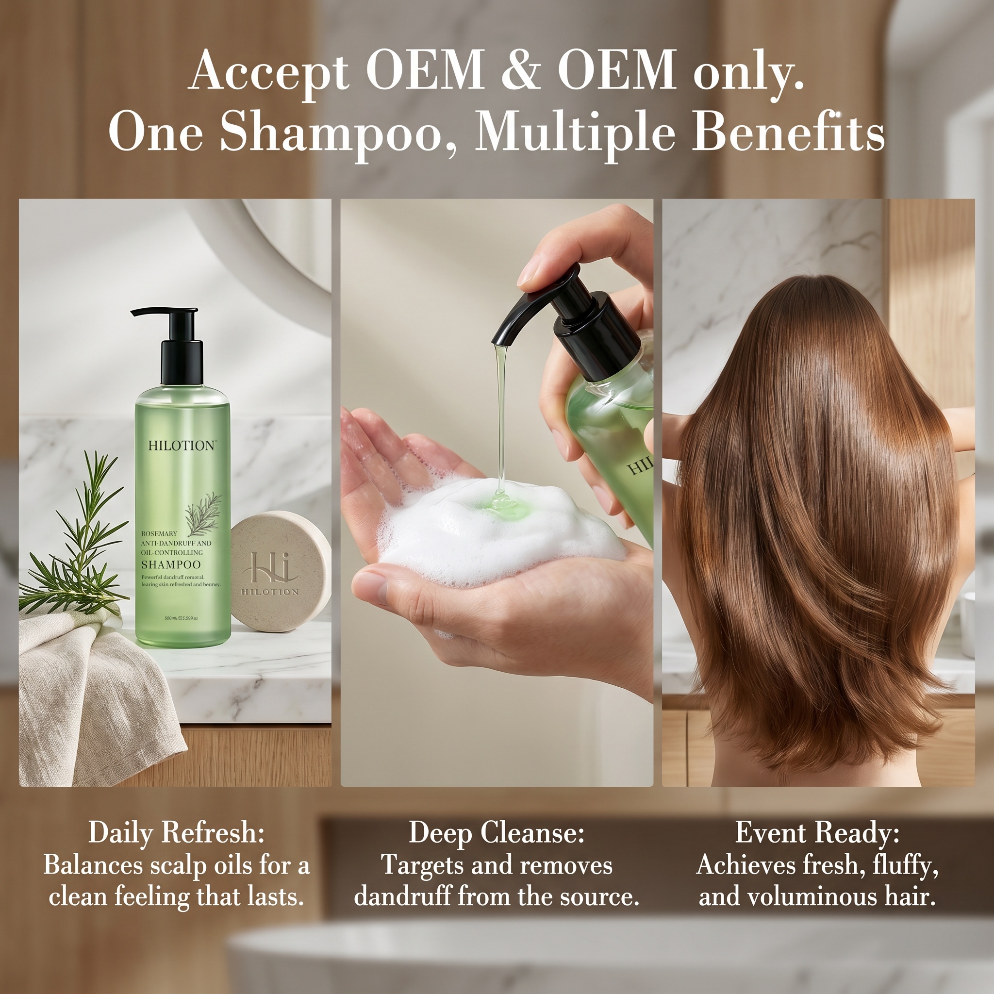 Hilotion Rosemary Anti-Dandruff & Oil-Control Shampoo - Refreshes Scalp & Adds Bounce (500ml) - Image 3