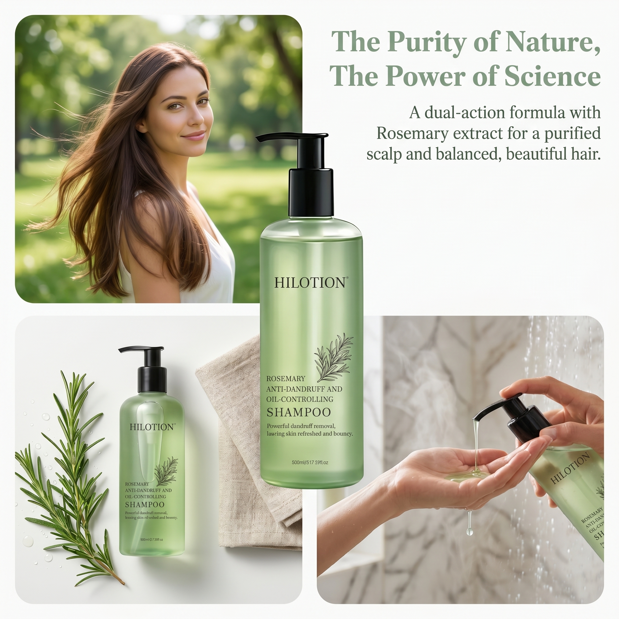 Hilotion Rosemary Anti-Dandruff & Oil-Control Shampoo - Refreshes Scalp & Adds Bounce (500ml) - Image 4