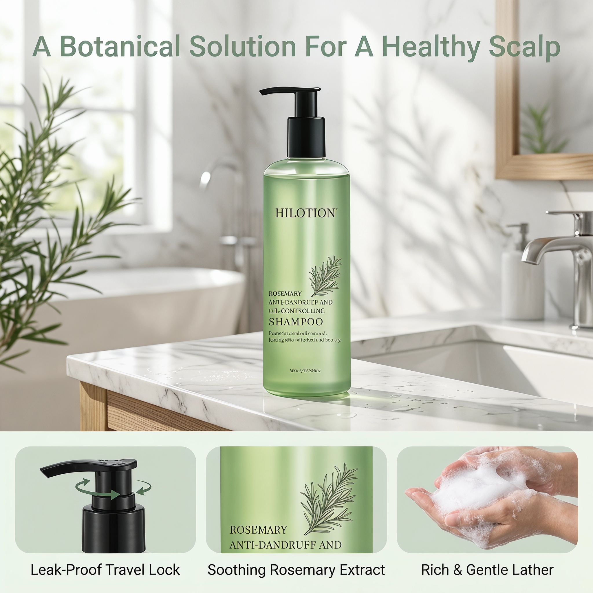 Hilotion Rosemary Anti-Dandruff & Oil-Control Shampoo - Refreshes Scalp & Adds Bounce (500ml) - Image 5