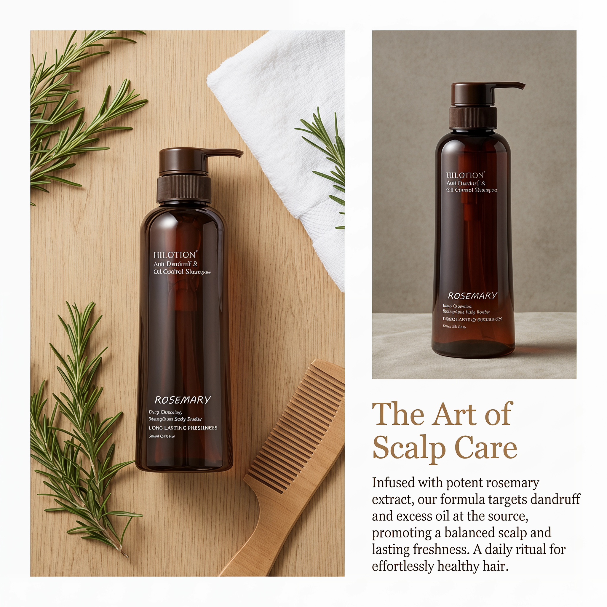 Hilotion Rosemary Anti-Dandruff & Oil Control Shampoo - Deep Cleansing for Oily Scalp (500ml) - Image 3
