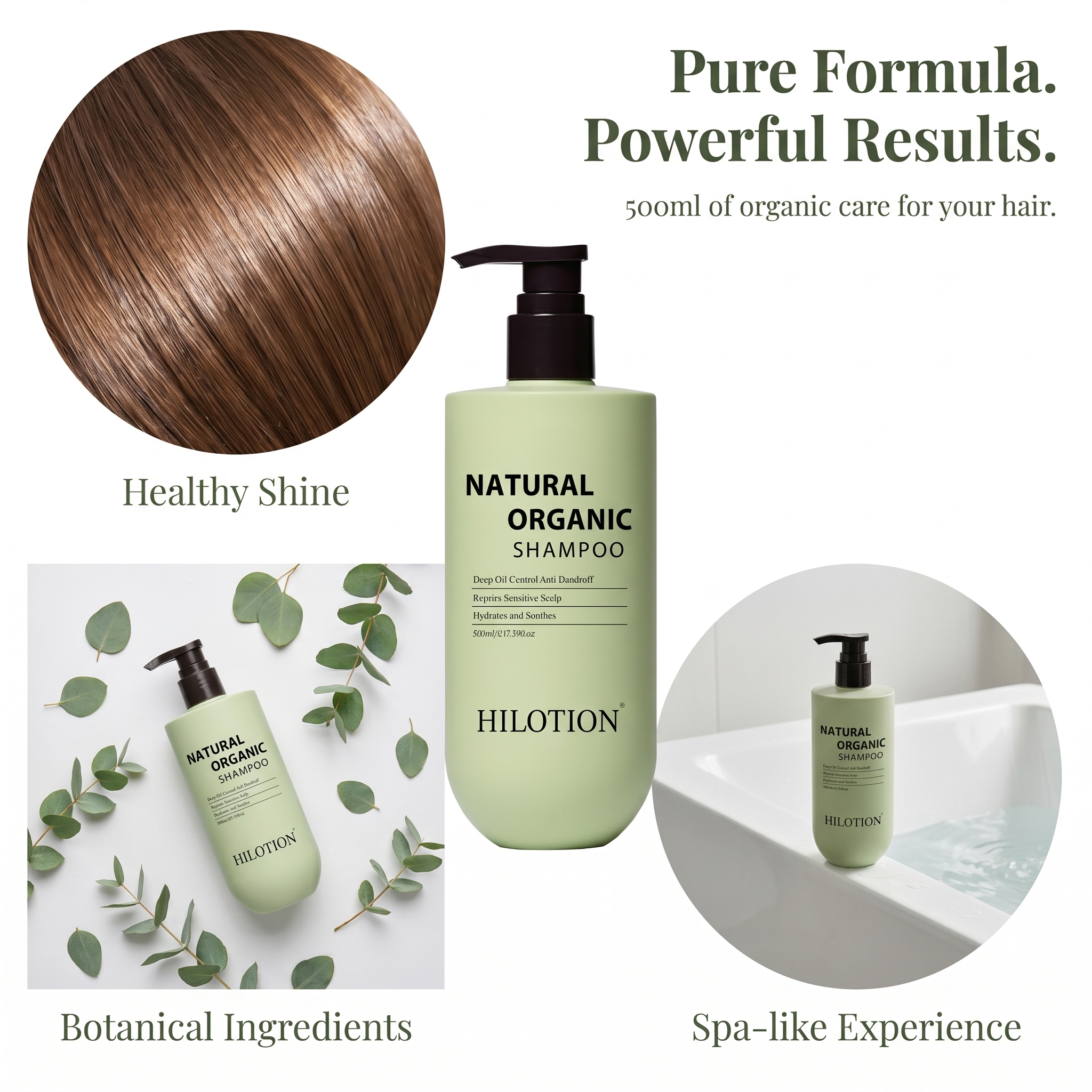 Hilotion Natural Organic Shampoo - Deep Oil Control & Anti-Dandruff for Sensitive Scalp (500ml) - Image 4