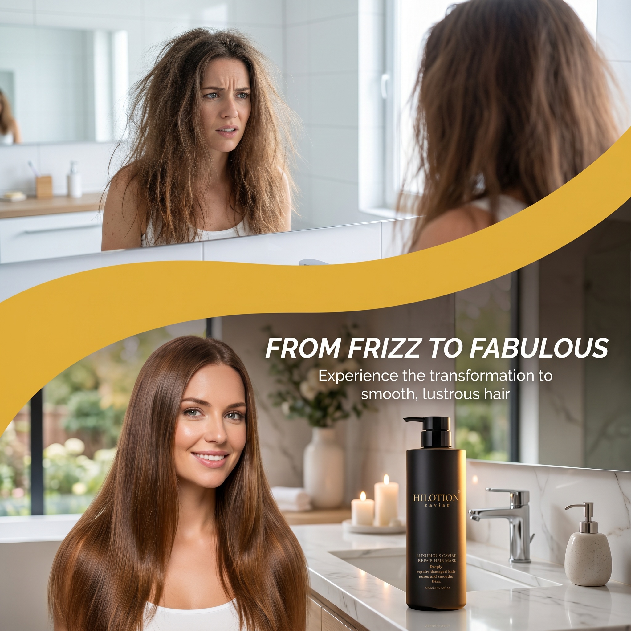 Hilotion Luxurious Caviar Deep Repair Anti-Frizz Smoothing Hair Mask 500ml - Image 3