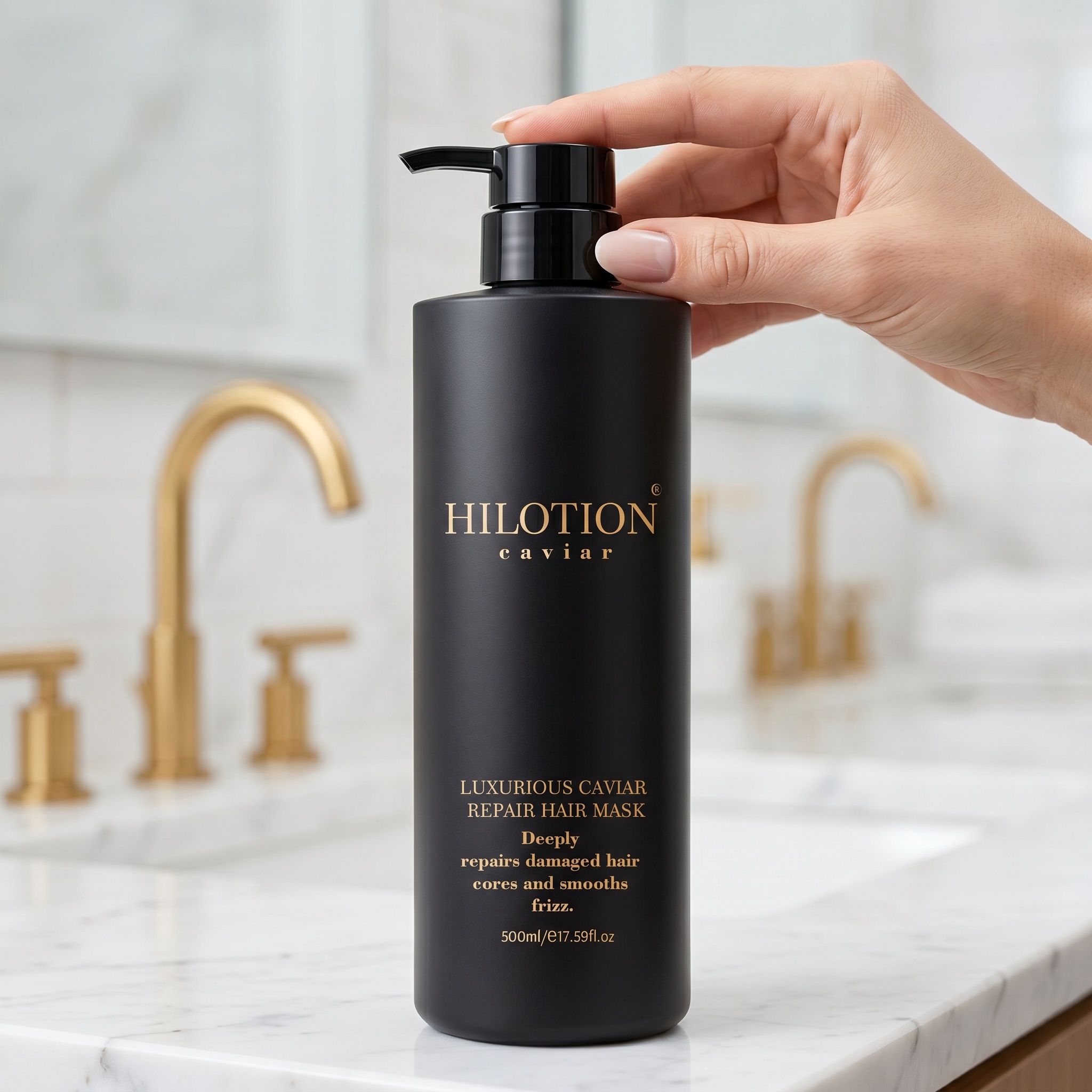 Hilotion Luxurious Caviar Deep Repair Anti-Frizz Smoothing Hair Mask 500ml - Image 6
