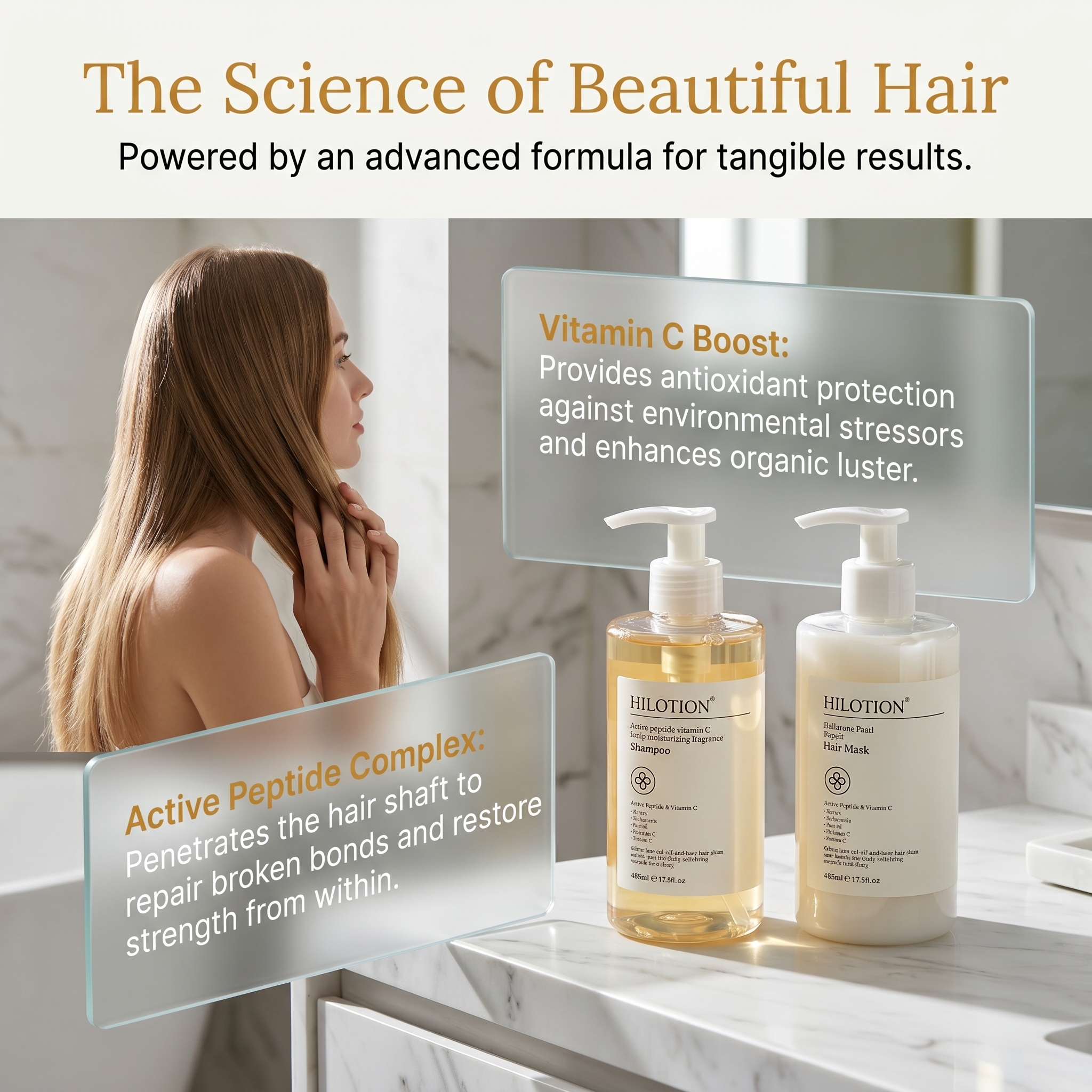 Hilotion Active Peptide Vitamin C Moisturizing Scalp Shampoo 485ml - Image 4