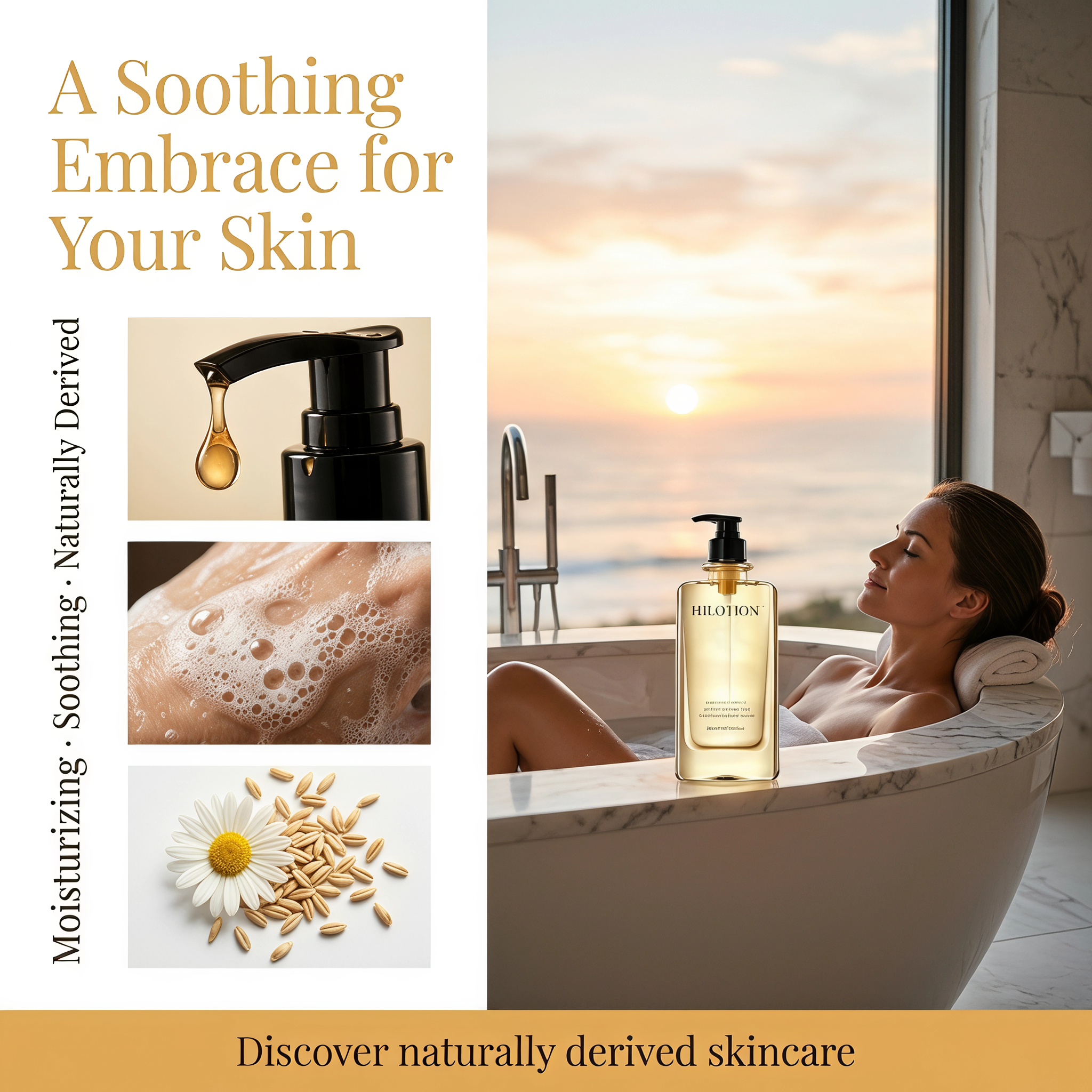 Hilotion Chamomile & Oatmeal Body Wash - Moisturizing & Soothing for Dry Skin (500ml) - Image 6