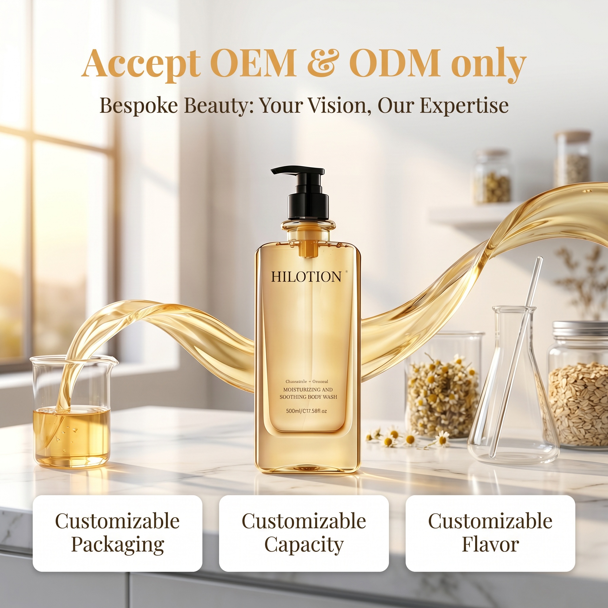 Hilotion Chamomile & Oatmeal Body Wash - Moisturizing & Soothing for Dry Skin (500ml) - Image 3