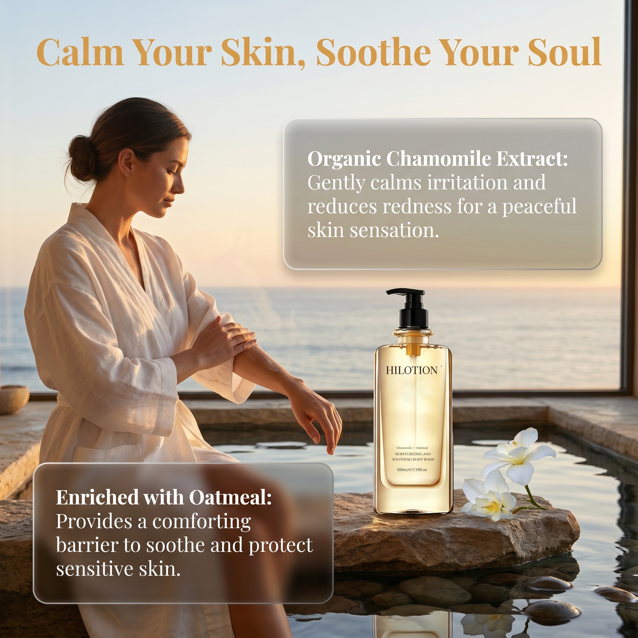 Hilotion Chamomile & Oatmeal Body Wash - Moisturizing & Soothing for Dry Skin (500ml) - Image 8
