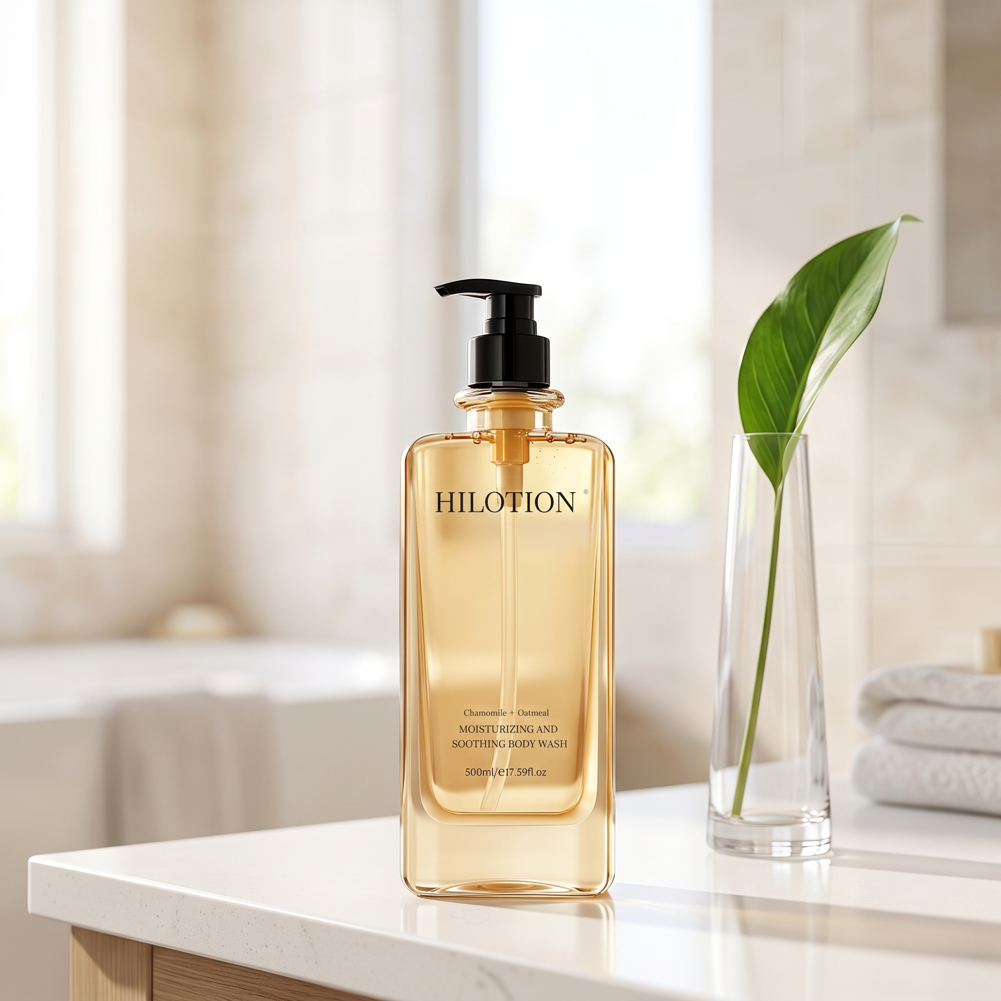 Hilotion Chamomile & Oatmeal Body Wash - Moisturizing & Soothing for Dry Skin (500ml) - Image 2