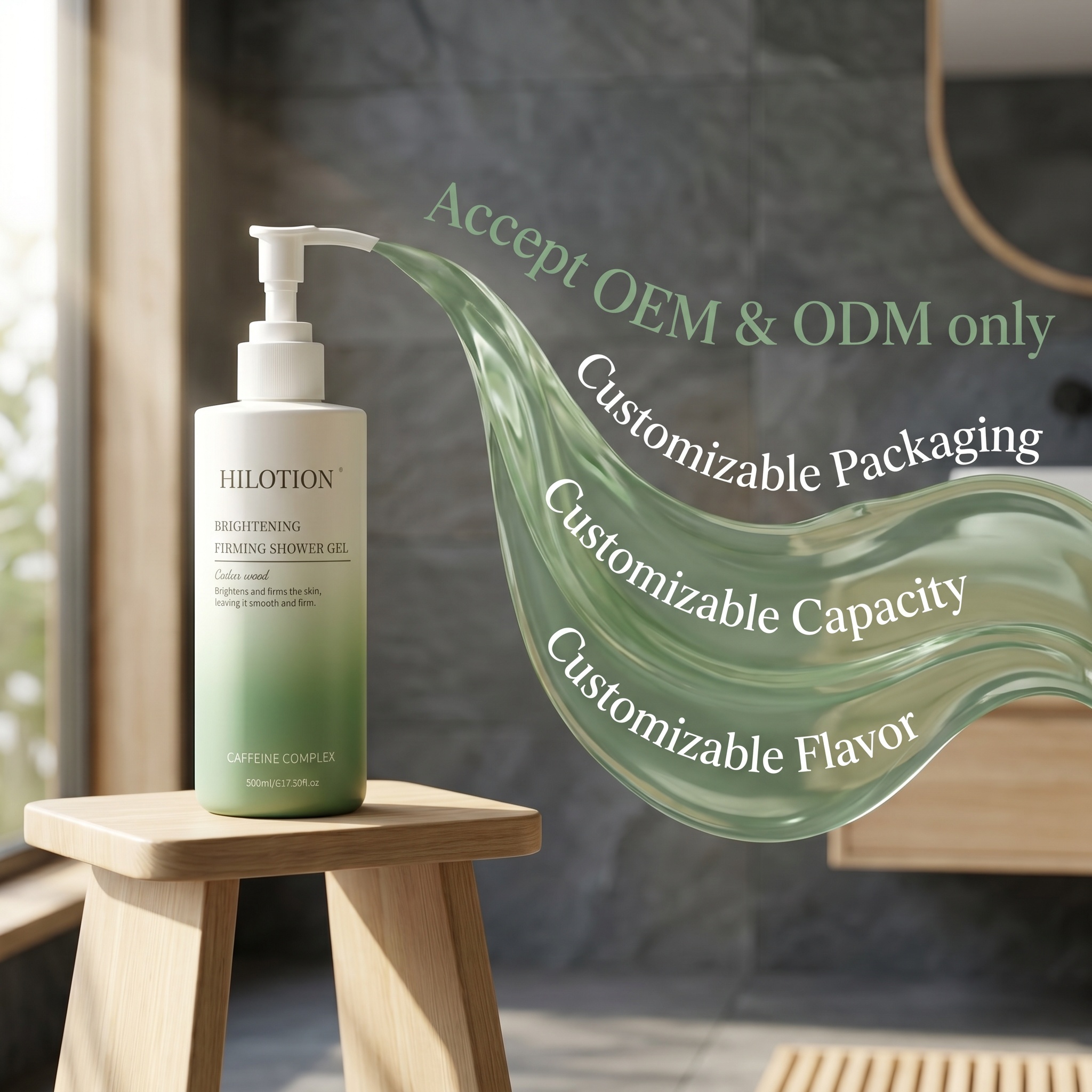 Hilotion Brightening & Firming Shower Gel with Caffeine Complex - Cedar Wood Scent (500ml) - Image 6