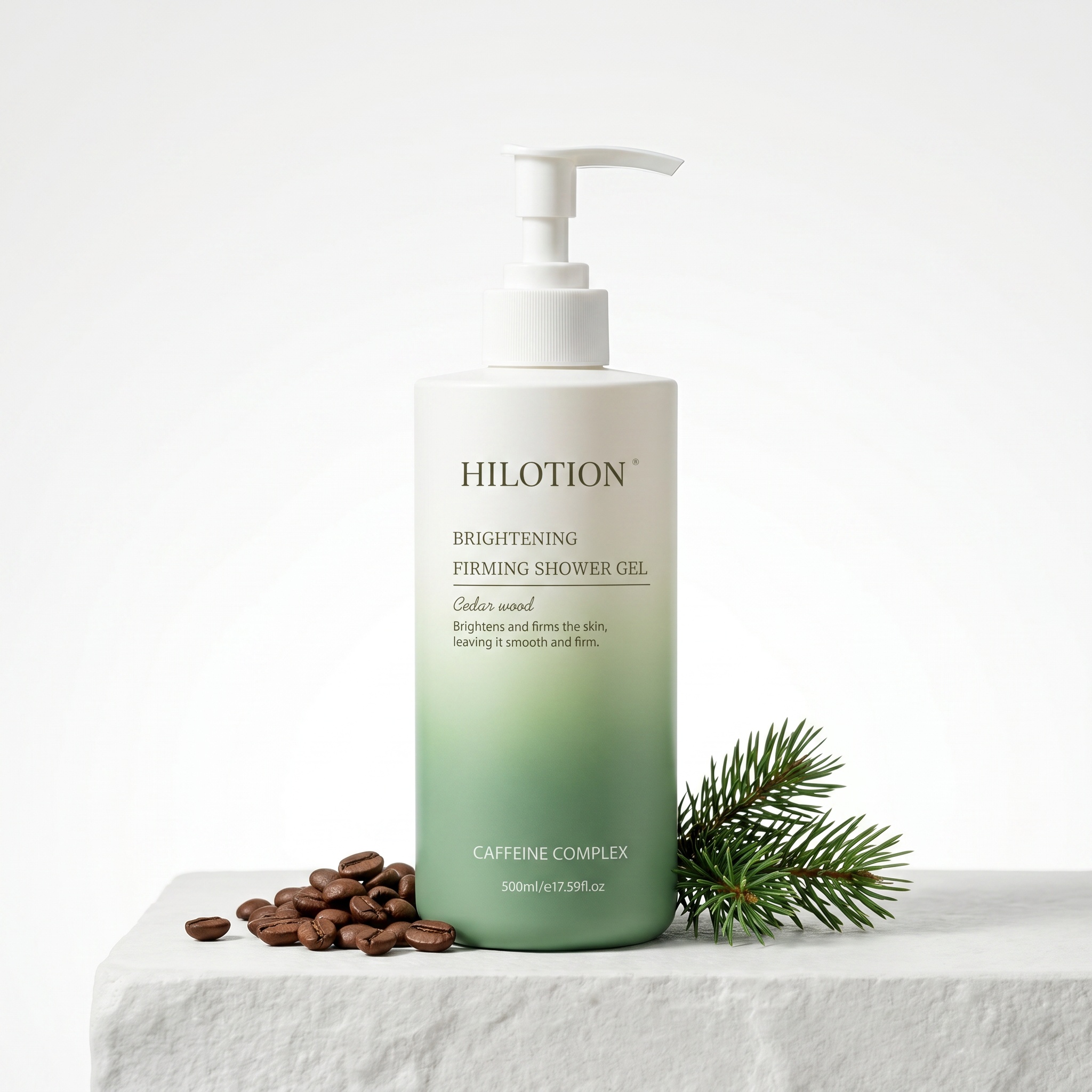 Hilotion Brightening & Firming Shower Gel with Caffeine Complex - Cedar Wood Scent (500ml)