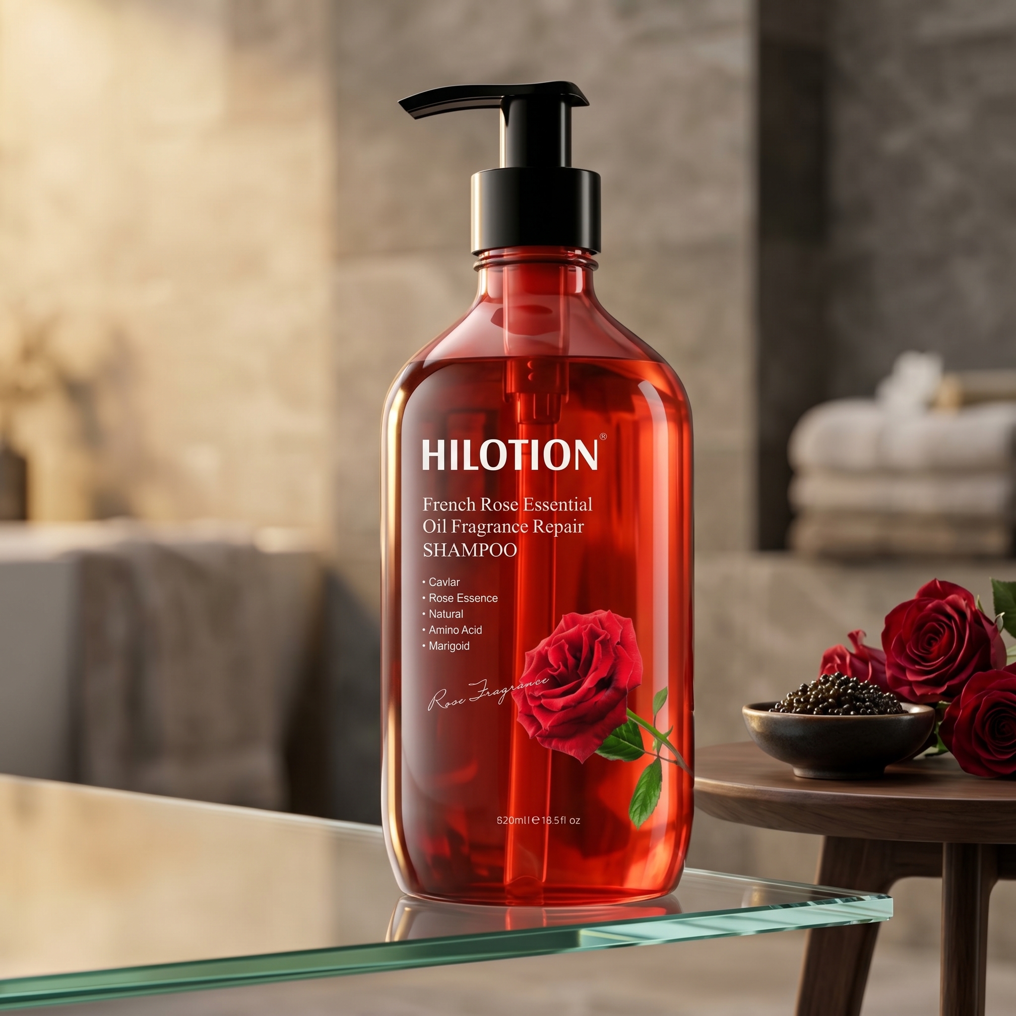 Hilotion French Rose Essential Oil Repair Shampoo 520ml Amino Acid Hair Care - Image 8