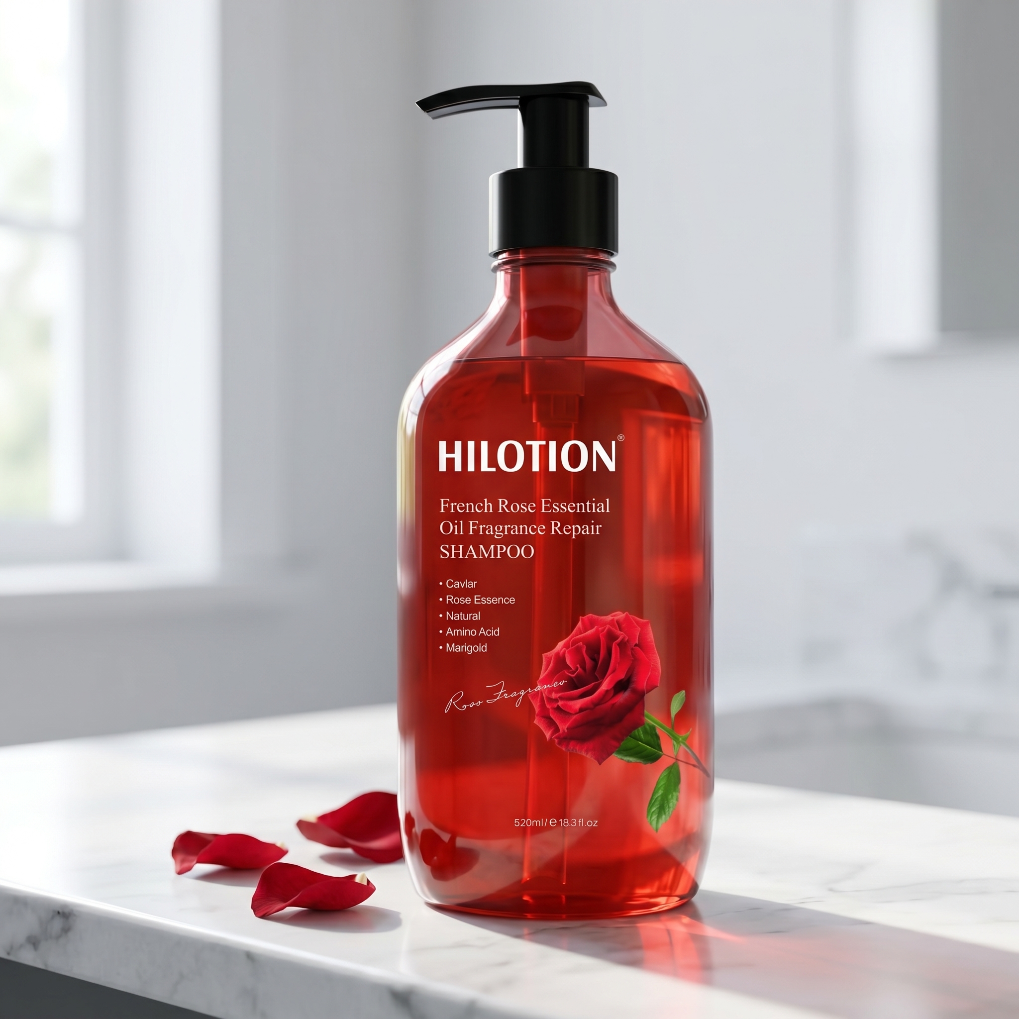 Hilotion French Rose Essential Oil Repair Shampoo 520ml Amino Acid Hair Care - Image 6