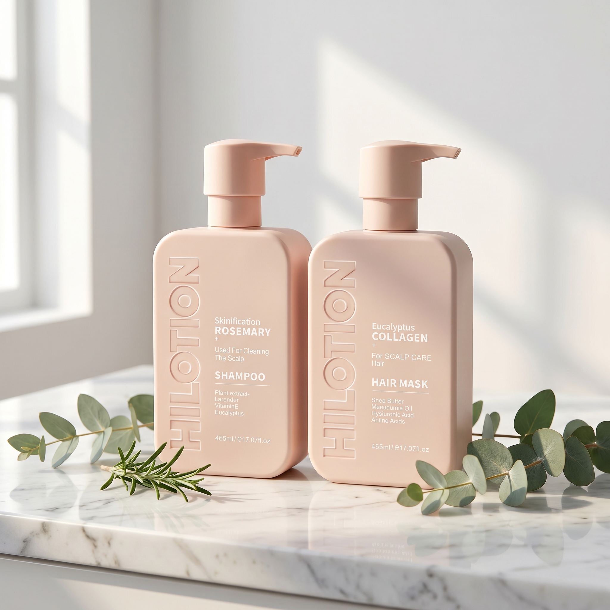 Hilotion Rosemary Shampoo & Eucalyptus Collagen Scalp Care Hair Mask Set 485ml - Image 2