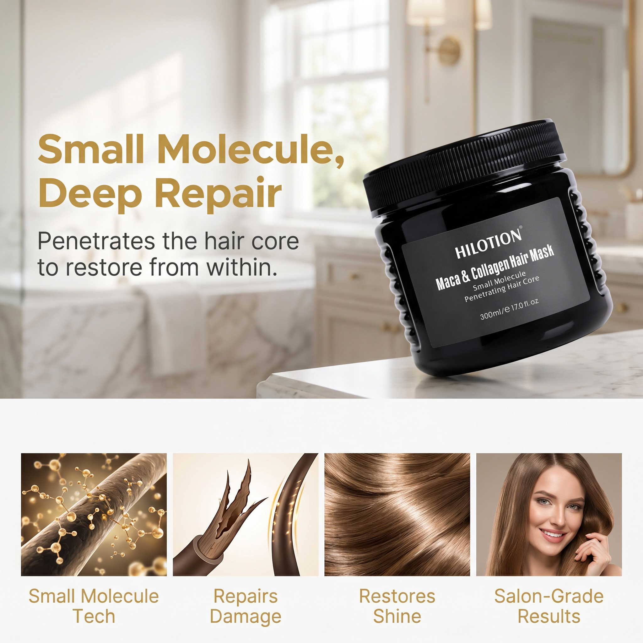 Hilotion Maca Collagen Deep Penetrating Repair Hair Mask - Image 4