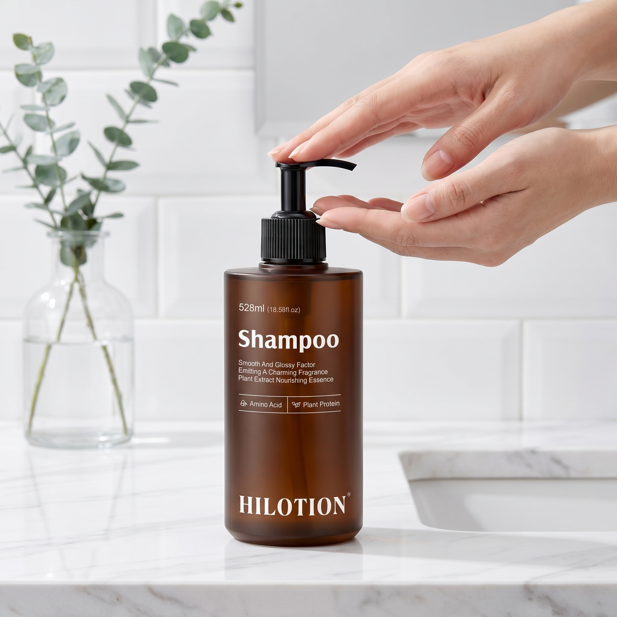 Natural Plant Extract Smooth Gloss Shampoo HILOTION 528ml For Dry Hair - Image 7