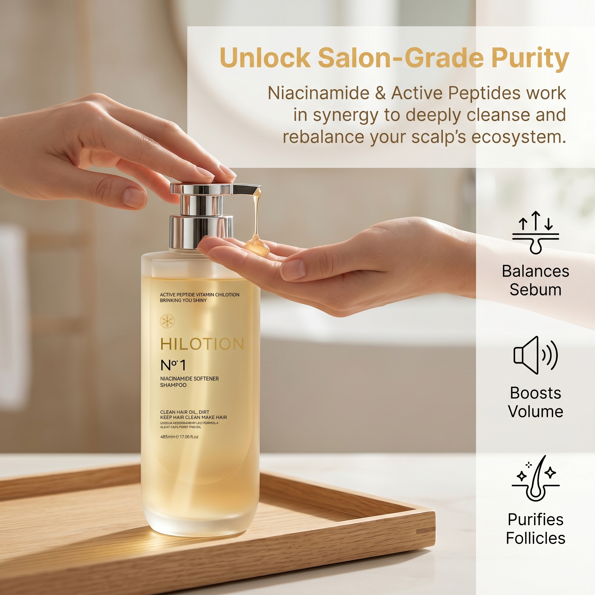 Hilotion No.1 Niacinamide Softener Shampoo Deep Oil Control 485ml - Image 3