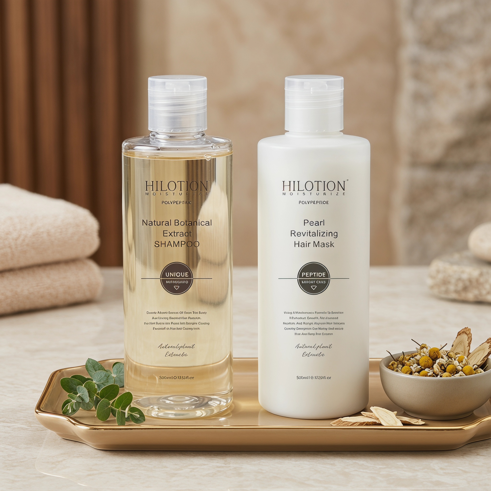 Hilotion Polypeptide Botanical Shampoo & Pearl Revitalizing Hair Mask Set 500ml - Image 2